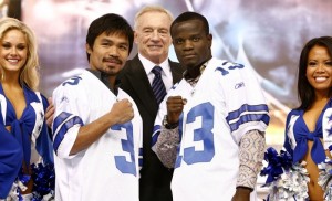 Pacquiao & Clottey with Dallas Cowboys Cheerleaders